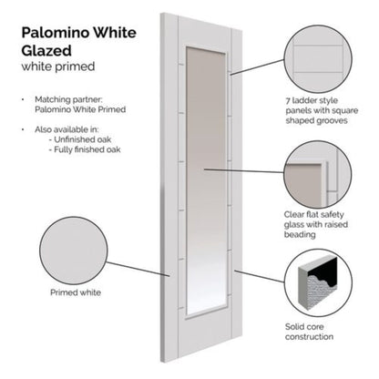 JB Kind Palomino White Primed Glazed Internal Door - All Sizes