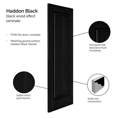 JB Kind Haddon Black Laminate Internal Fire Door FD30 - All Sizes