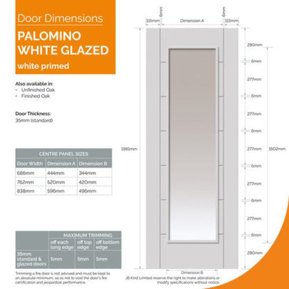 JB Kind Palomino White Primed Glazed Internal Door - All Sizes