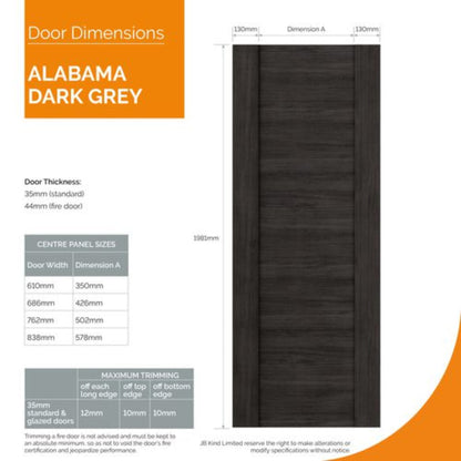 JB Kind Alabama Cinza Dark Grey Laminate Internal Door - All Sizes