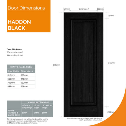 JB Kind Haddon Black Laminate Internal Door - All Sizes