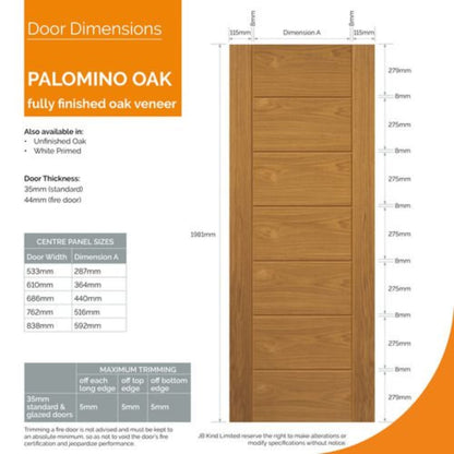 JB Kind Palomino Oak Pre-Finished Internal Door - All Sizes - JB Kind