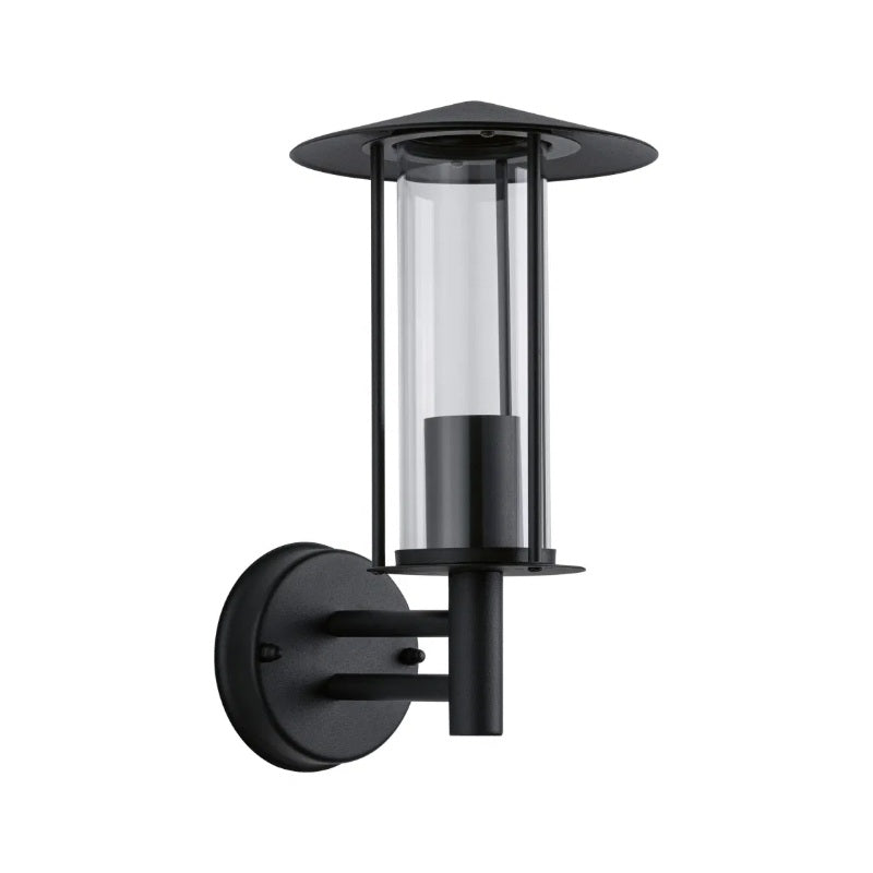 Black outdoor wall light with glass shade and classic design by Paulmann.