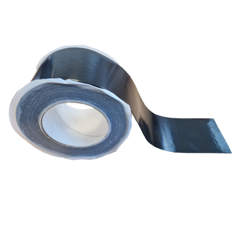 Novia Ultraviolet Lap Tape, black, 75mm x 25m, designed for building and construction use.