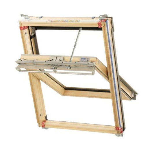 Keylite pine centre pivot roof window with Hi-Therm solar technology, available in multiple sizes.
