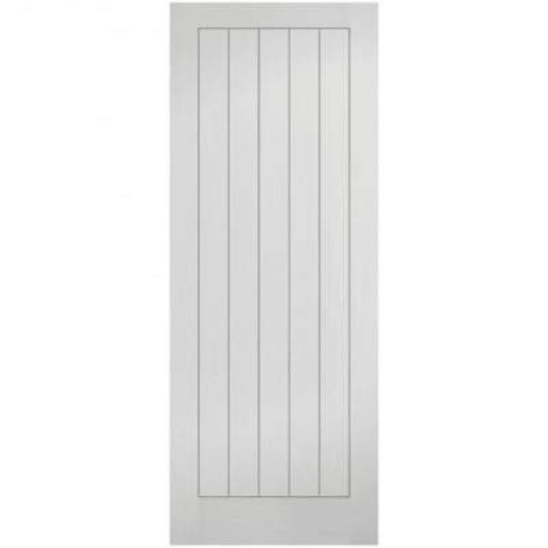 Moulded white primed 5 panel vertical interior fire door FD30 by LPD Doors, available in multiple sizes.