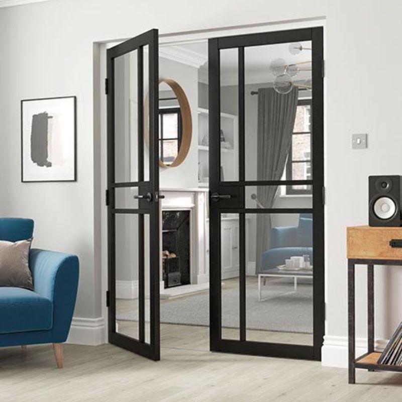 JB Kind City Black Painted Clear Glazed Internal Door - 1981 x 838 x 35mm (78 x 33in)