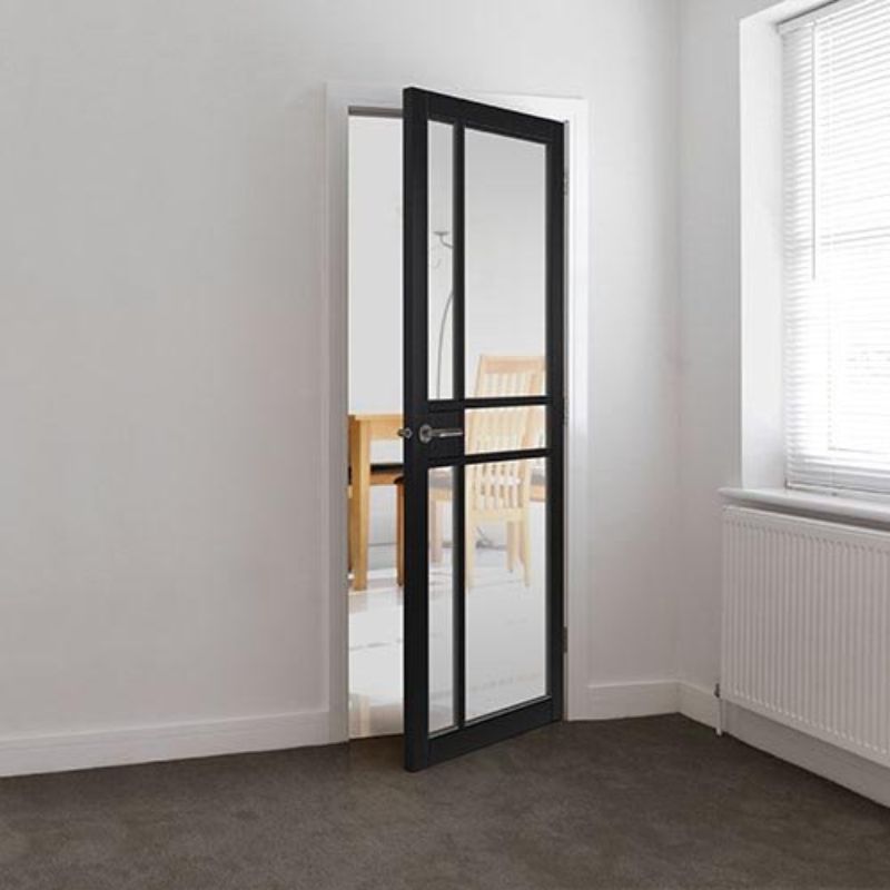 JB Kind City Black Painted Clear Glazed Internal Door - 1981 x 838 x 35mm (78 x 33in)