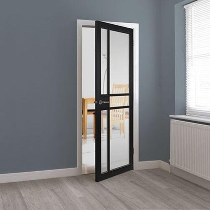 JB Kind City Black Painted Clear Glazed Internal Door - 1981 x 686 x 35mm (78 x 27in)