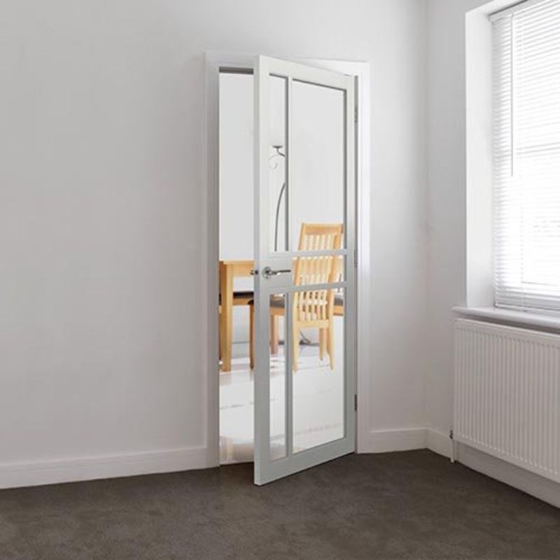 JB Kind City White Painted Clear Glazed Internal Door - 1981 x 762 x 35mm (78 x 30in)