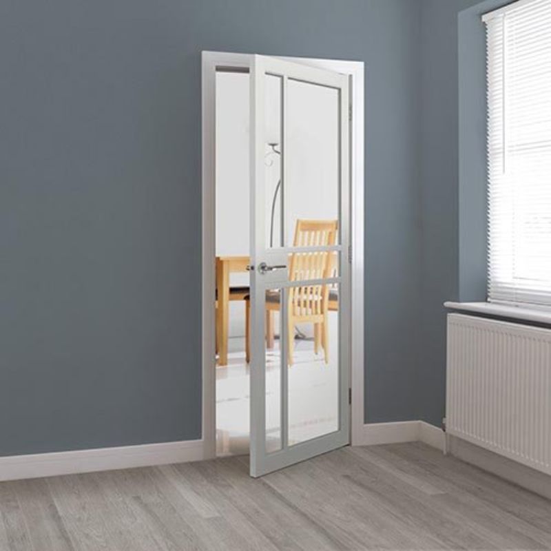 JB Kind City White Painted Clear Glazed Internal Door - 1981 x 762 x 35mm (78 x 30in)