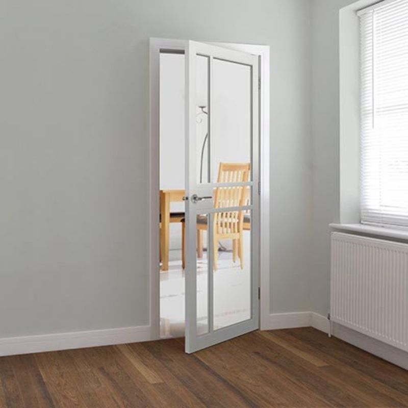 JB Kind City White Painted Clear Glazed Internal Door - 1981 x 686 x 35mm (78 x 27in)