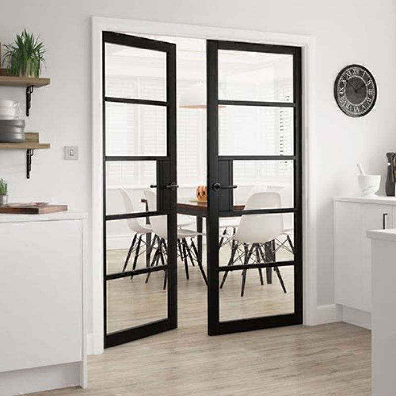 JB Kind Metro Black Painted Clear Glazed Internal Door - 1981 x 686 x 35mm (78 x 27in)