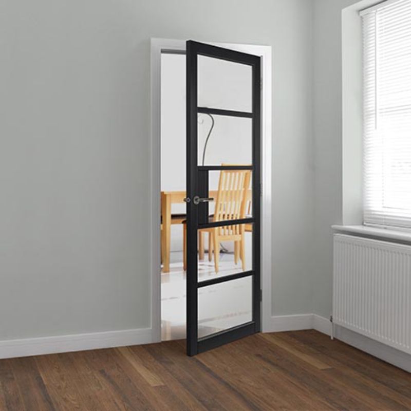 JB Kind Metro Black Painted Clear Glazed Internal Door - 1981 x 686 x 35mm (78 x 27in)
