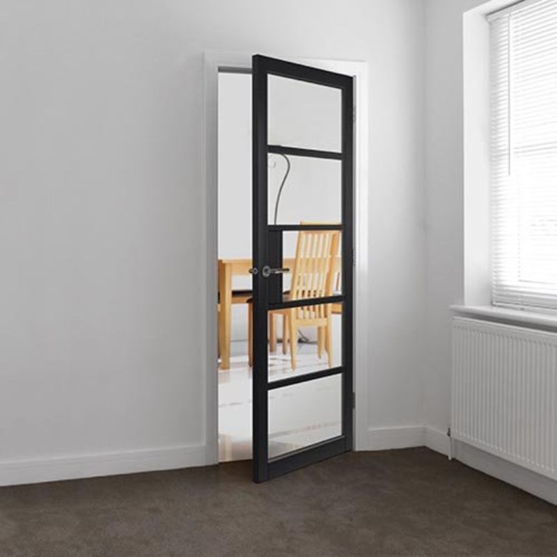 JB Kind Metro Black Painted Clear Glazed Internal Door - 1981 x 686 x 35mm (78 x 27in)