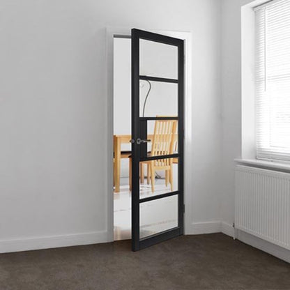 JB Kind Metro Black Painted Clear Glazed Internal Door - 1981 x 762 x 35mm (78 x 30in)