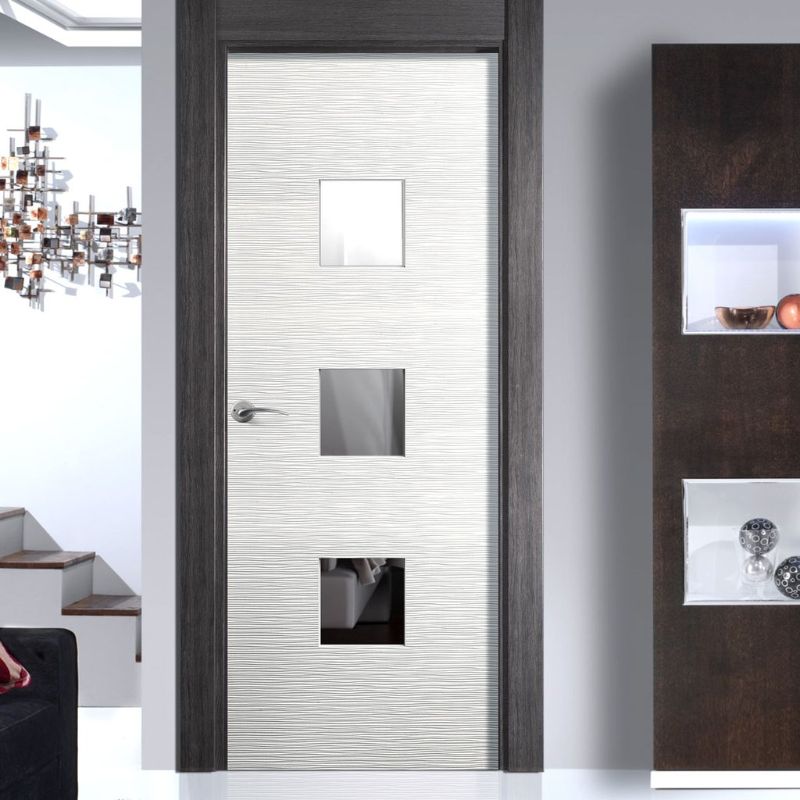 JB Kind White Moulded Ripple Glazed Internal Door-78in x 27in x 35mm (1981 x 686mm)