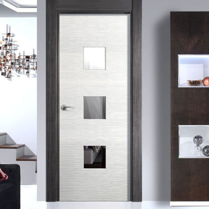JB Kind White Moulded Ripple Glazed Internal Door-78in x 27in x 35mm (1981 x 686mm)