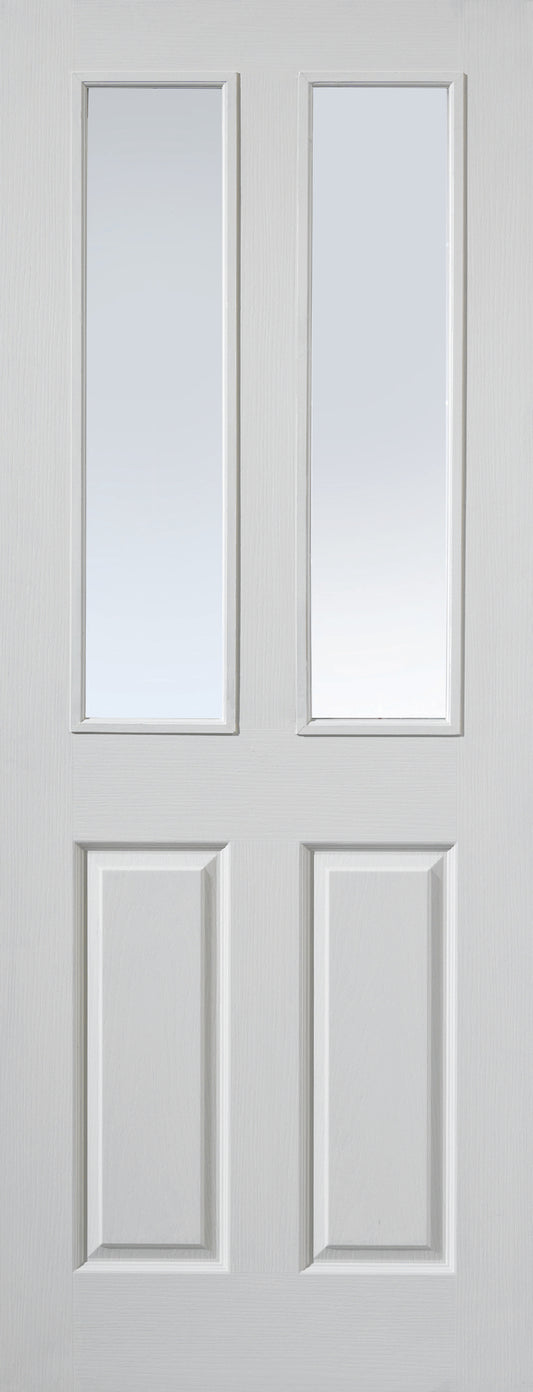 Image for JB Kind White Textured Moulded Panel Canterbury 2 Light Fd30 Glazed Internal Fire Door