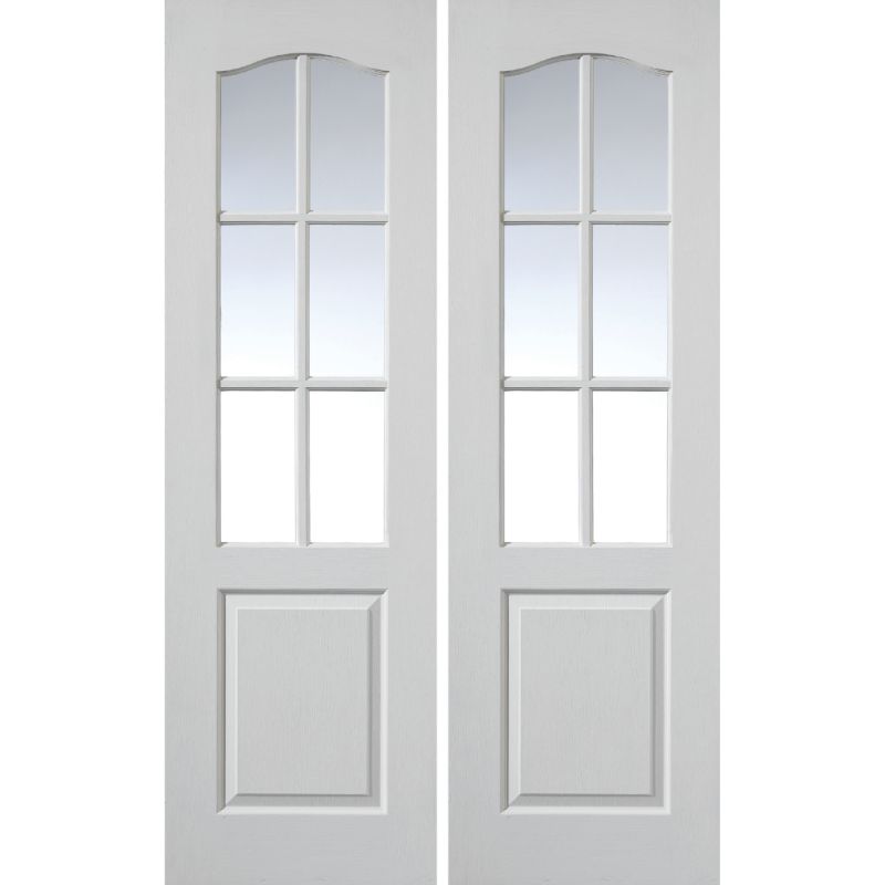 JB Kind White Moulded Panel Classique 6 Light Glazed Pairs Internal Door 1981 X 1220 X 35mm