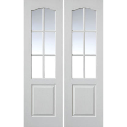 JB Kind White Moulded Panel Classique 6 Light Glazed Pairs Internal Door 1981 X 1220 X 35mm