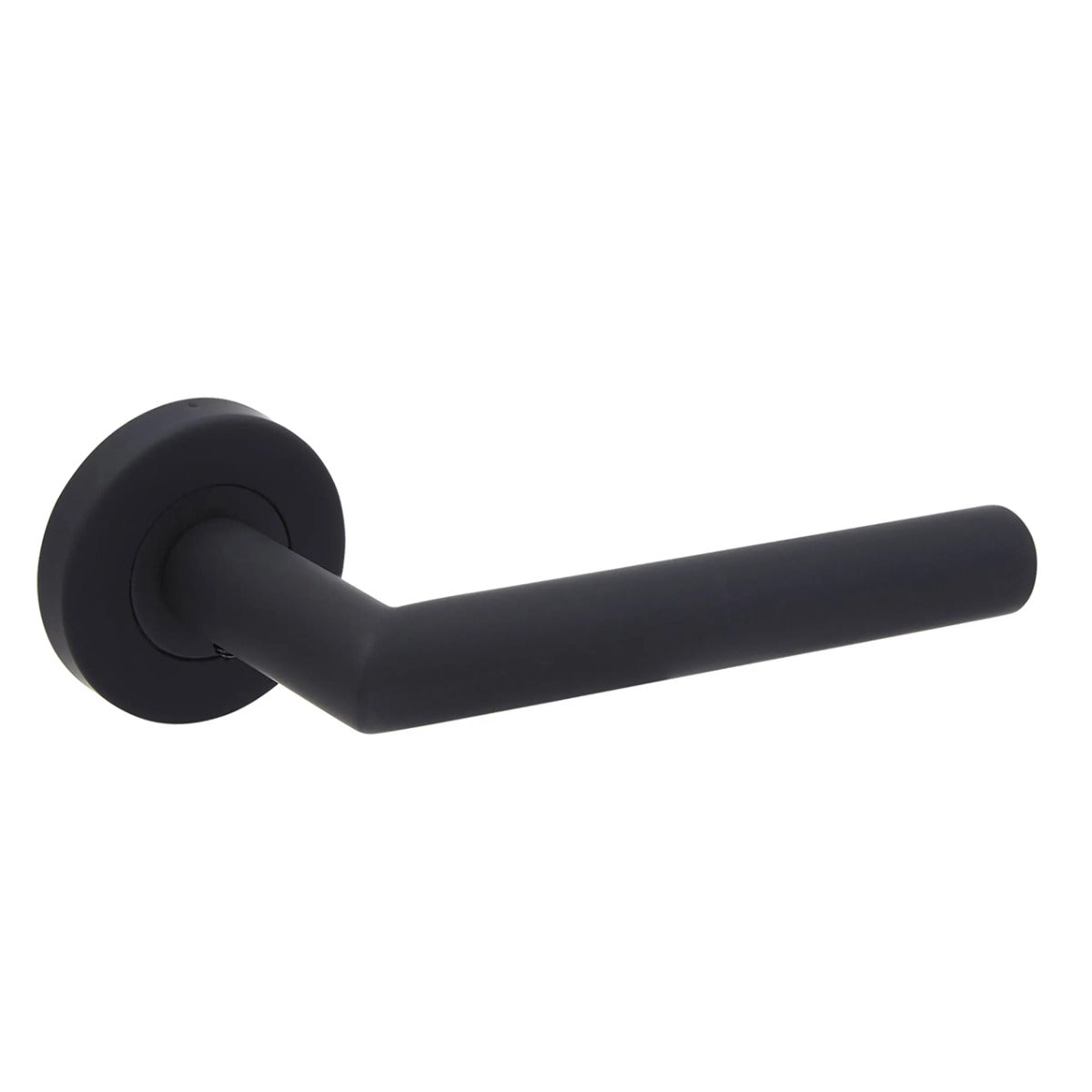 Black latch handle from JB Kind with a modern, angular design.