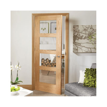 Image for XL Joinery Shaker 4 Light Internal Oak Door with Obscure Glass 2040 x 726 x 40mm