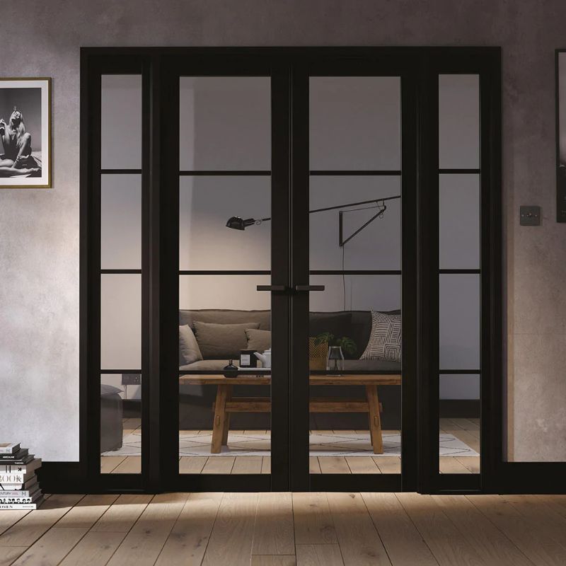 LPD Soho Black Primed Clear Glazed 4L Room Divider - 80in x 75in (2031 x 1904mm)
