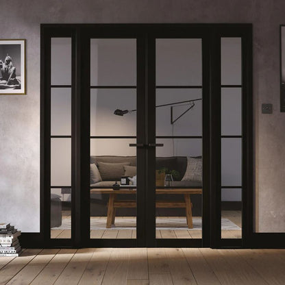 LPD Soho Black Primed Clear Glazed 4L Room Divider - 80in x 75in (2031 x 1904mm)
