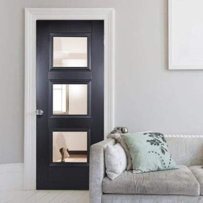 Image for LPD Black Amsterdam Glazed 3L Internal Door - 78in x 33in x 35mm (1981 x 838mm)
