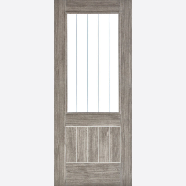 LPD Mexicano Light Grey Laminated 1 Glazed Clear With Frosted Lines Light Panel Interior Door - All Sizes
