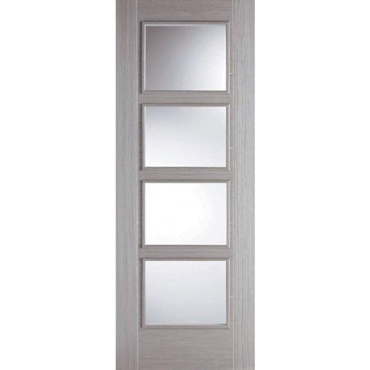 LPD Vancouver Light Grey 4 Lite Glazed Internal Door-80.3in x 32.5in x 40mm (2040 x 826mm)