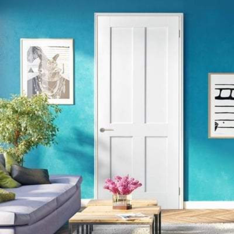 LPD London White Primed 4 Panel Interior Fire Door FD30 - 2040mm x 826mm