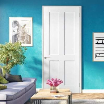 LPD London White Primed 4 Panel Interior Fire Door FD30 - 2040mm x 826mm