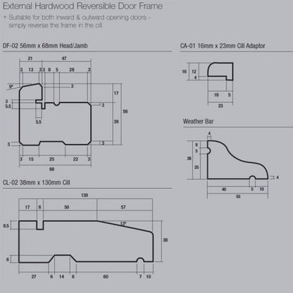 Image for Hardwood Door Frame And Sill-1981mm (78in) X 1067mm (42in)