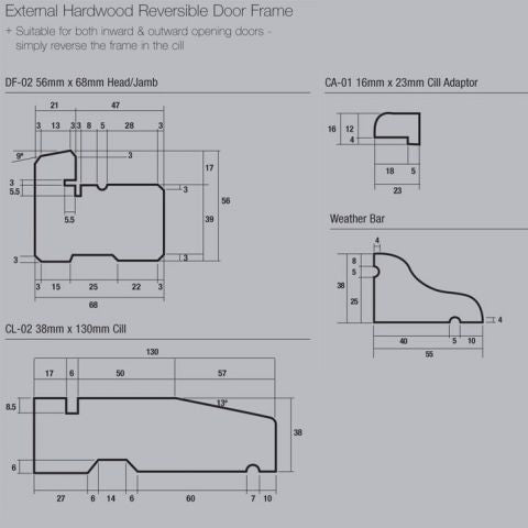 Image for Hardwood Door Frame And Sill-78in x 60in x 40mm (1981 x 1524mm)