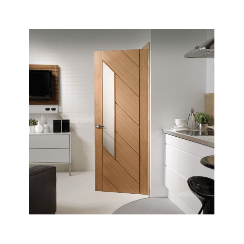 XL Joinery Monza Internal Oak Door with Obscure Glass 1981 x 762 x 35mm (30")
