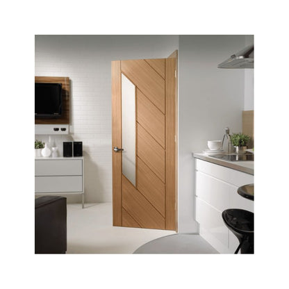 XL Joinery Monza Internal Oak Door with Obscure Glass 1981 x 762 x 35mm (30")
