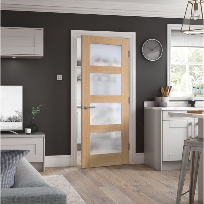 LPD Contemporary Pre-Finished Oak Clear Glazed Internal Door-78in x 24in x 35mm (1981 x 610mm)