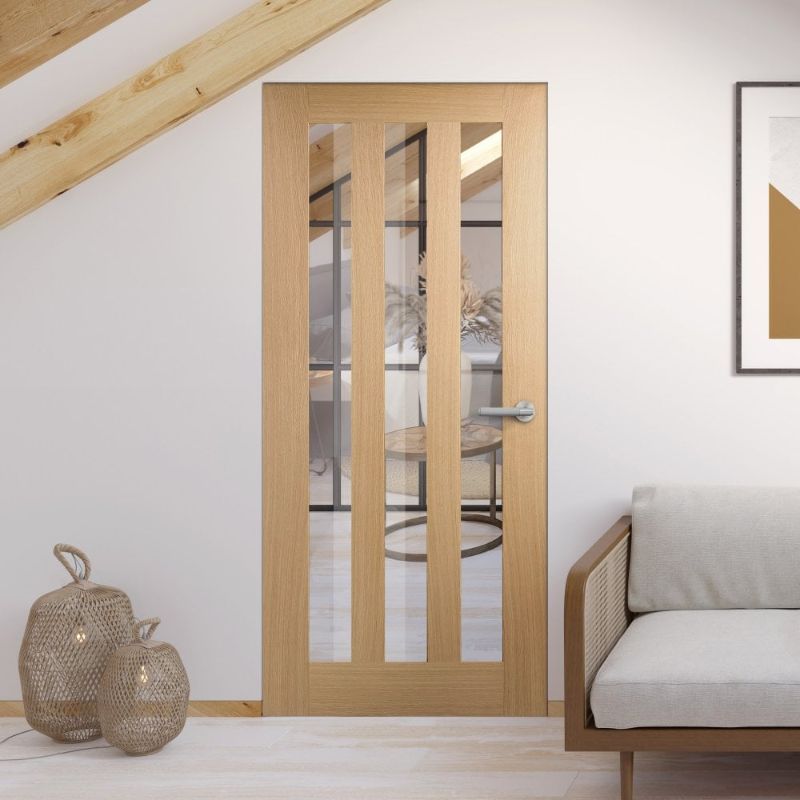 LPD Utah Oak Clear Glass Unfinished Internal Door-78in x 30in x 35mm (1981 x 762mm)