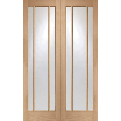 Image for XL Joinery Worcester Internal Oak Rebated Door Pair with Clear Glass 1981 x 1220 x 40mm (48")