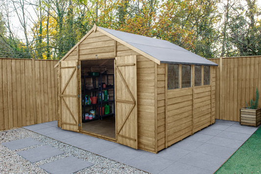 4LIFE Pressure Treated Apex Garden Shed Double Door 10x10ft Overlap
