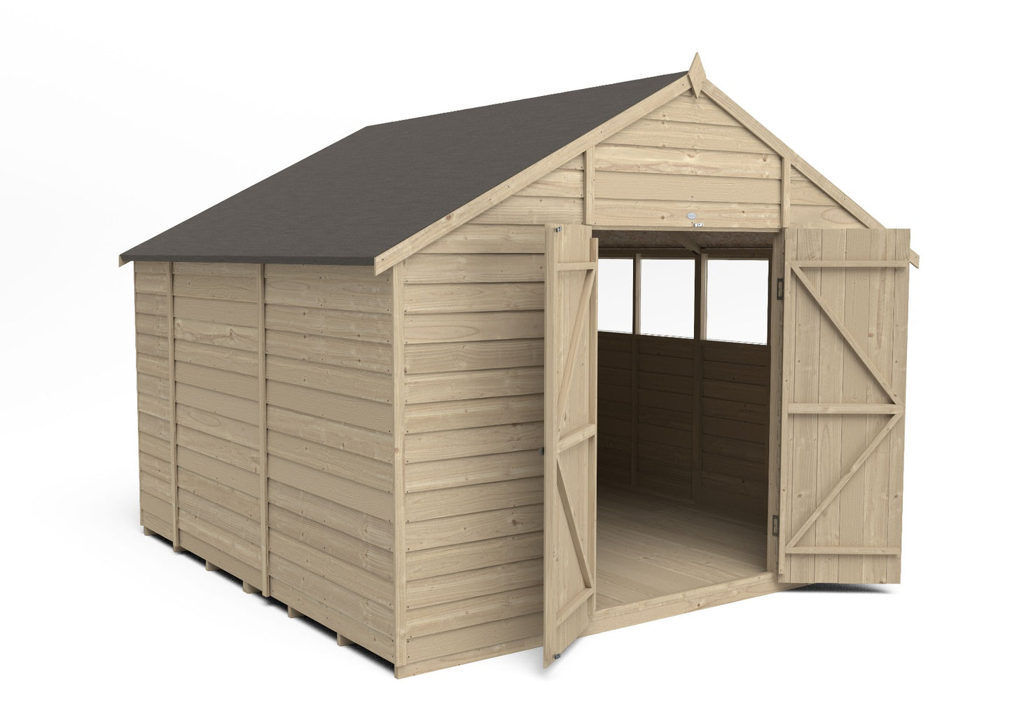 4LIFE Pressure Treated Apex Garden Shed Double Door 10x10ft Overlap