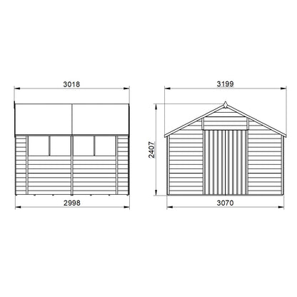 4LIFE Pressure Treated Apex Garden Shed Double Door 10x10ft Overlap