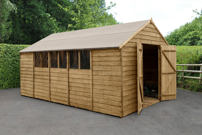 4LIFE Pressure Treated Overlap Apex Shed Double Door 10x15ft