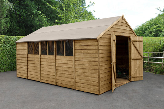 4LIFE Pressure Treated Overlap Apex Shed Double Door 10x15ft