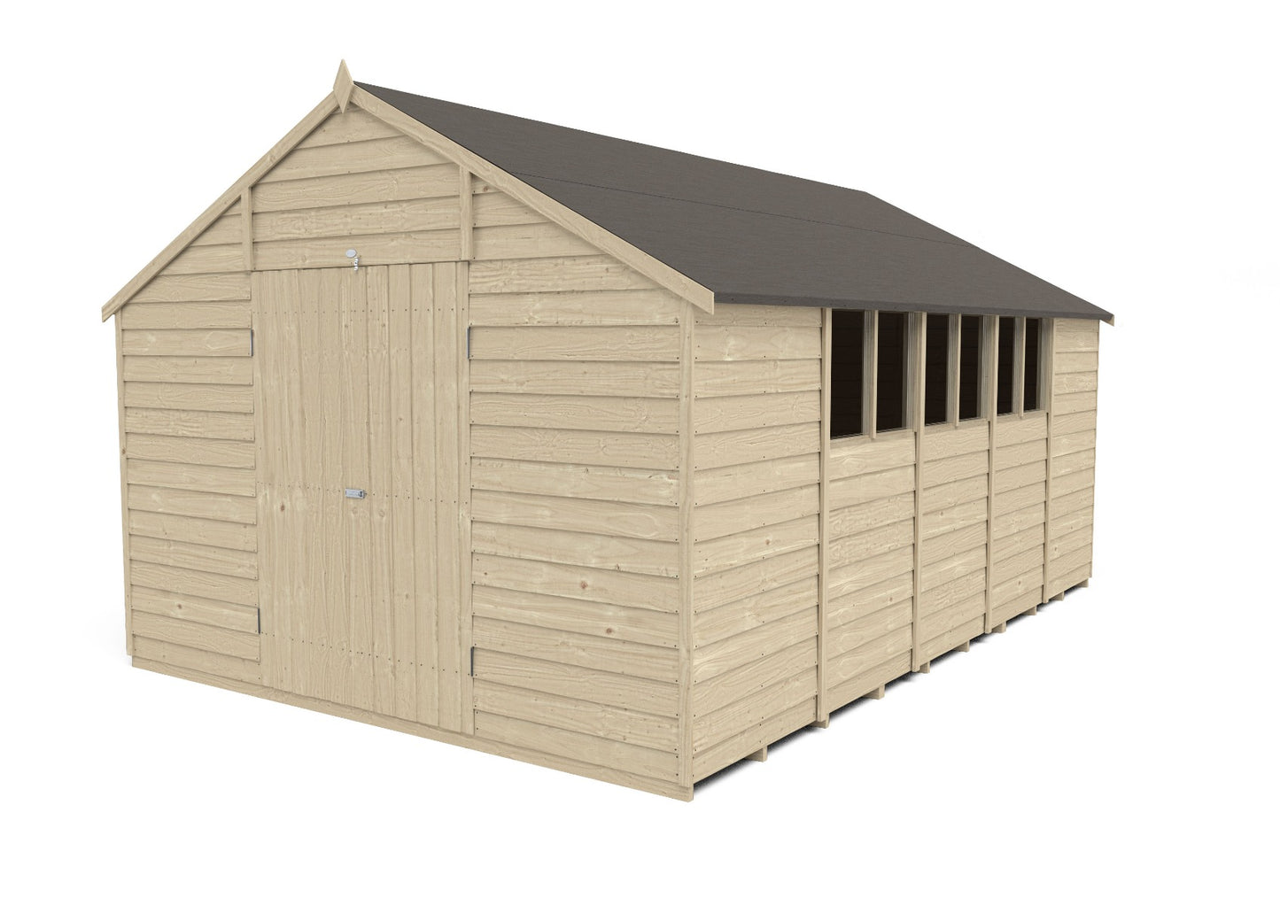 4LIFE Pressure Treated Overlap Apex Shed Double Door 10x15ft