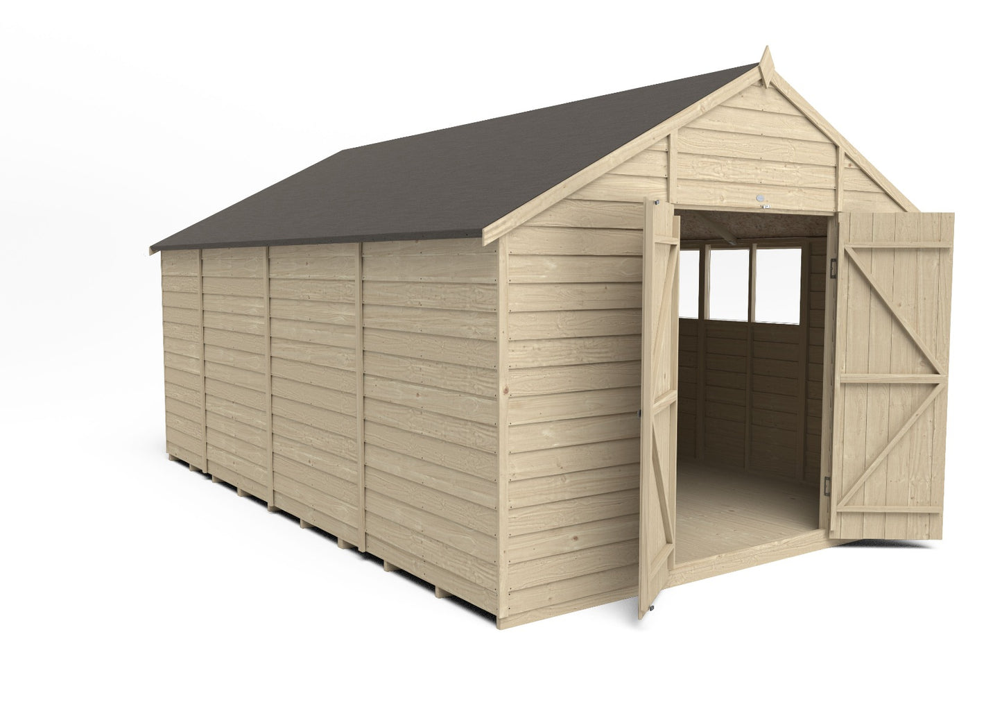 4LIFE Pressure Treated Overlap Apex Shed Double Door 10x15ft