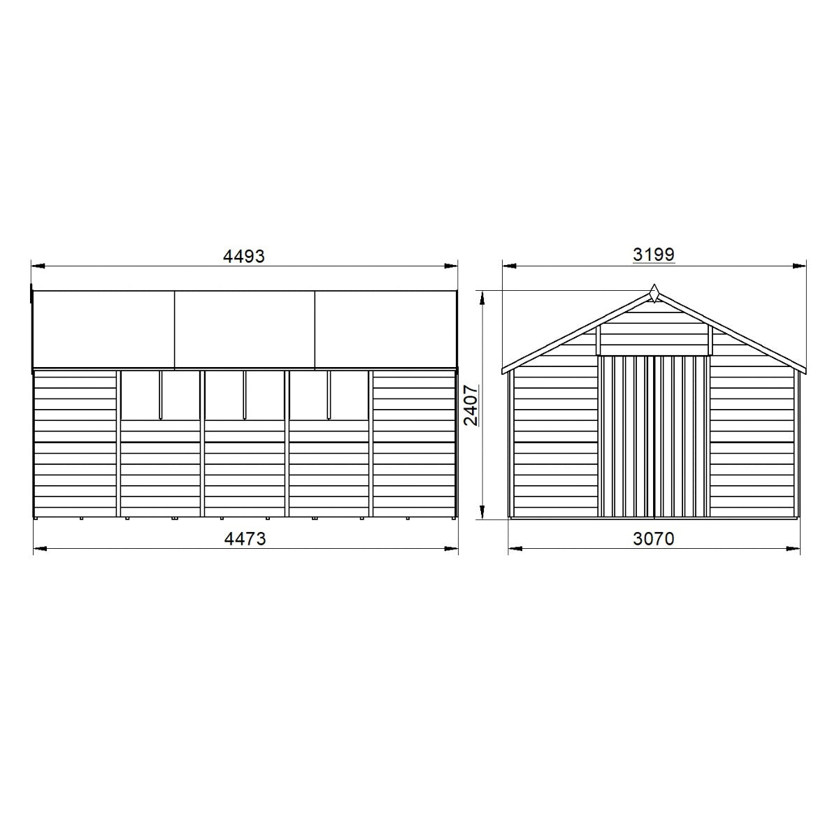 4LIFE Pressure Treated Overlap Apex Shed Double Door 10x15ft