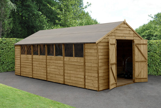 4LIFE Pressure Treated Overlap Apex Shed Double Door 10x20ft